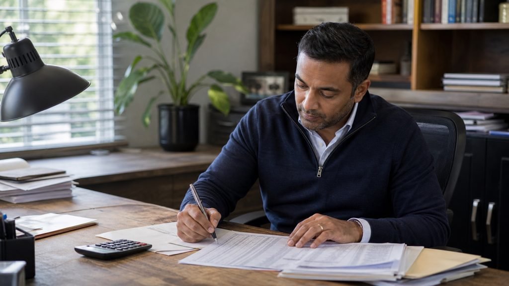 Financial services business owner in an office