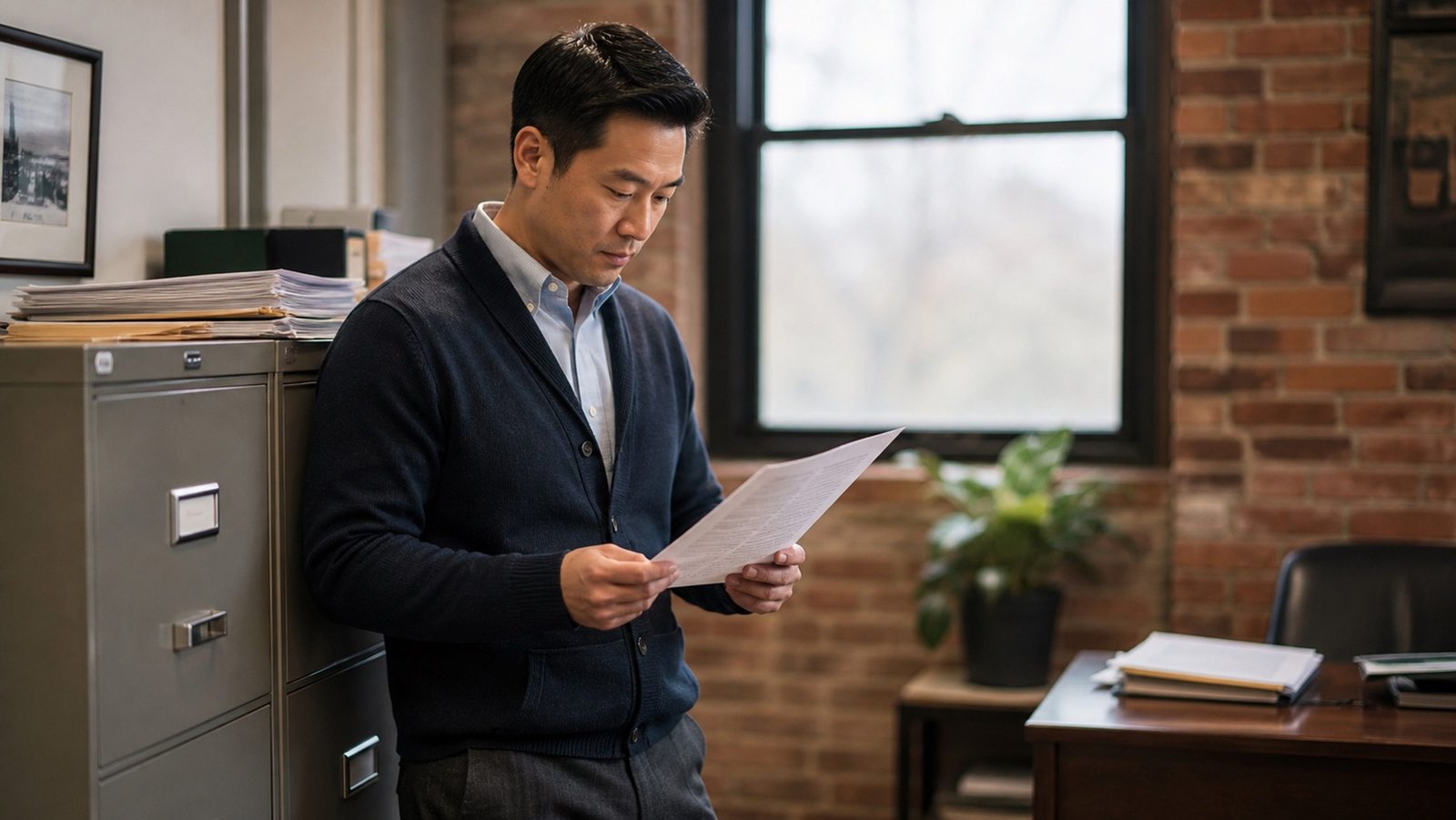 Insurance agency owner working in an office
