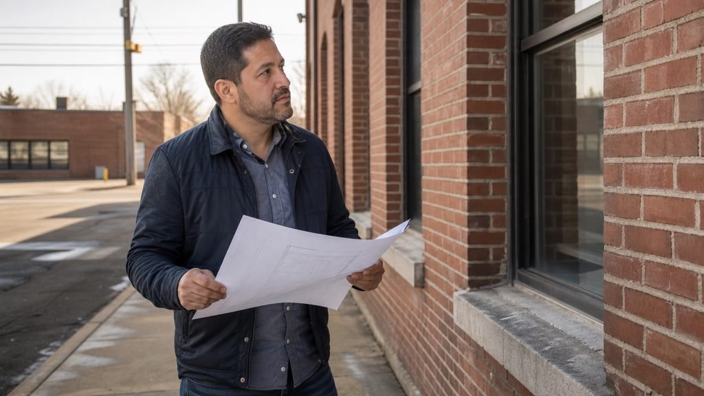 Commercial real estate services owner in a business meeting