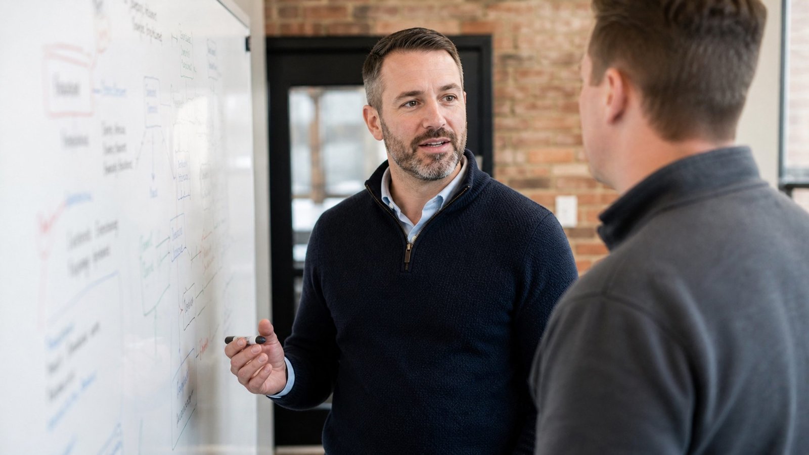 Software services business owner working in an office