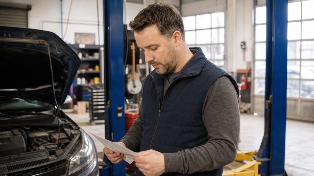 Auto service business owner in a garage