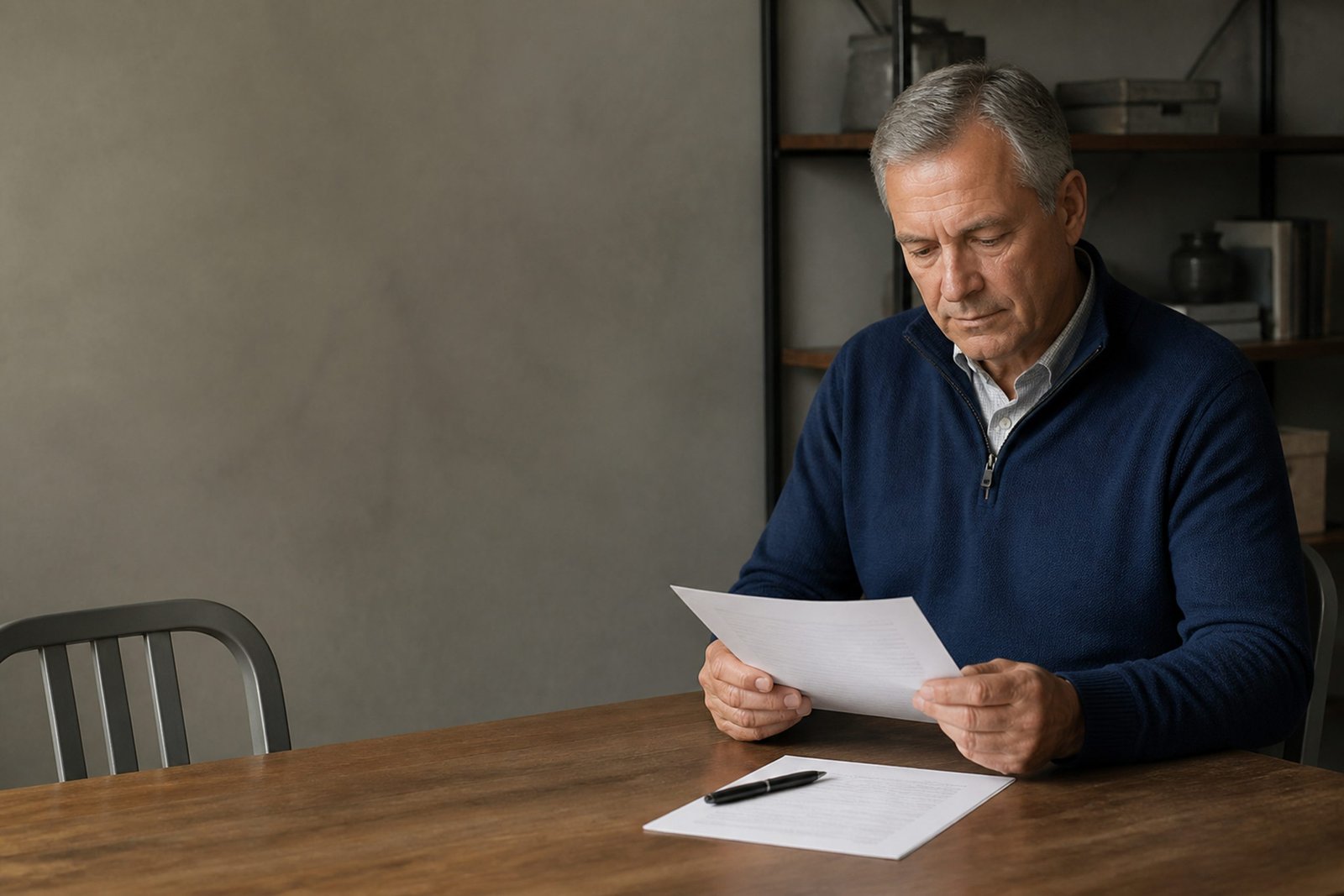 Man reviewing paperwork at a table
