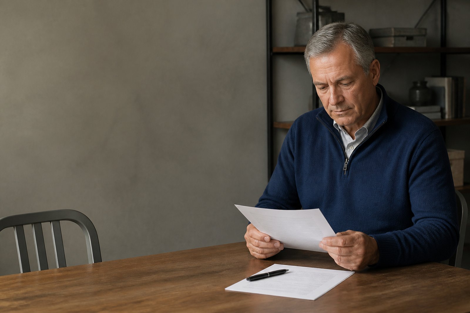 Man reviewing paperwork at a table