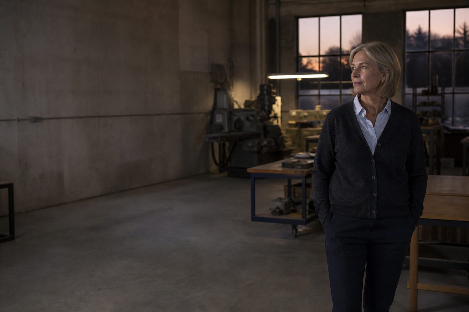 Woman standing in a workshop